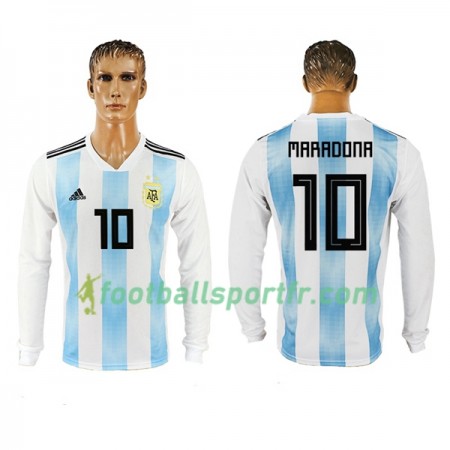 Tenue Argentine Maradona 10 Domicile Coupe du monde 2018 Maillot de Foot ML